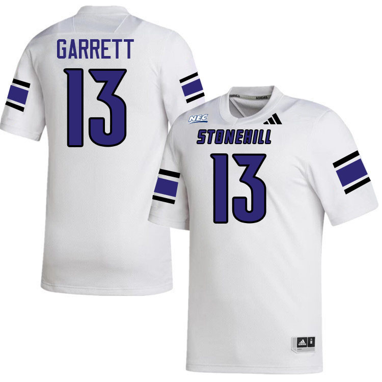Stonehill Skyhawks #13 Aidan Garrett College Football Jerseys,Uniforms Stitched-White
